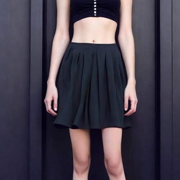 APOSTROPHE Black A Line Pleated Mini Skirt Size 14 - Picture 1 of 11